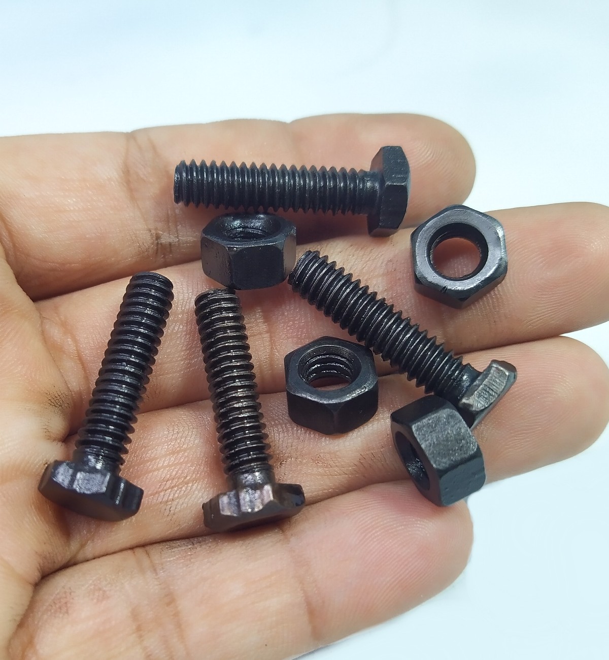 Pack of 10pcs HQ 25mm x 6mm OR 1 inch 1/4 Black Metal Bolts with Nuts  Hexagonal Screw Nut Bolt –